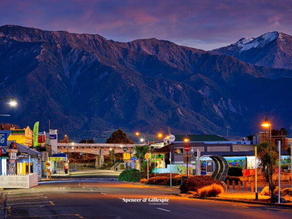 Kaikoura town at dawn, New Zealand