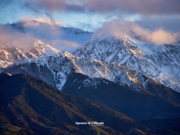 Snow-capped Kaikoura Ranges in New Zealand