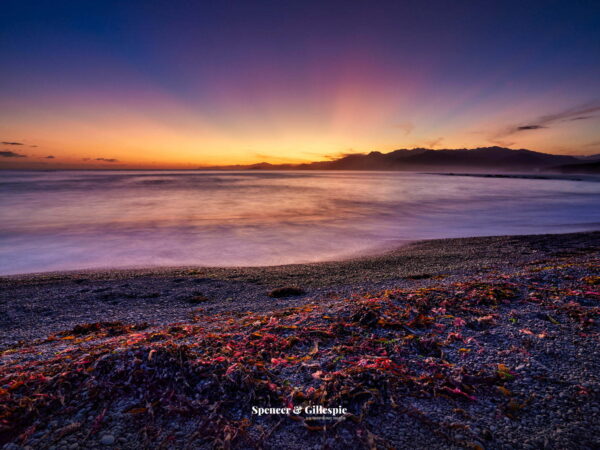 Sunset over a New Zealand beach