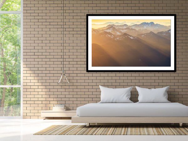 Minimalist bedroom with modern wall art