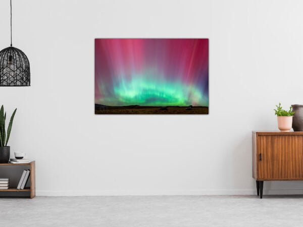 Living room decor with aurora borealis wall art